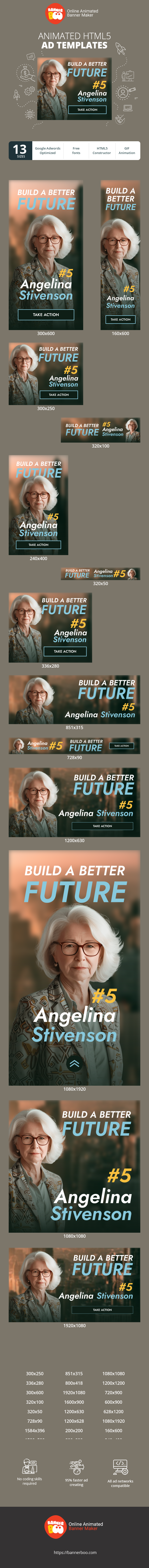 Banner ad template — Build A Better Future #5 Angelina Stivenson — Election Day