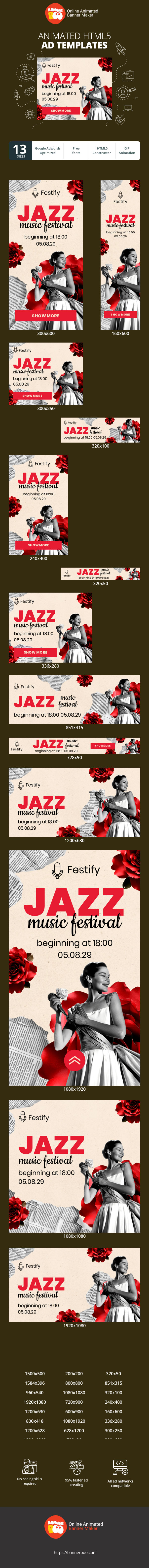 Szablon reklamy banerowej — Festiwal Muzyki Jazzowej — Rozpoczęcie o 18:00 29.08.05