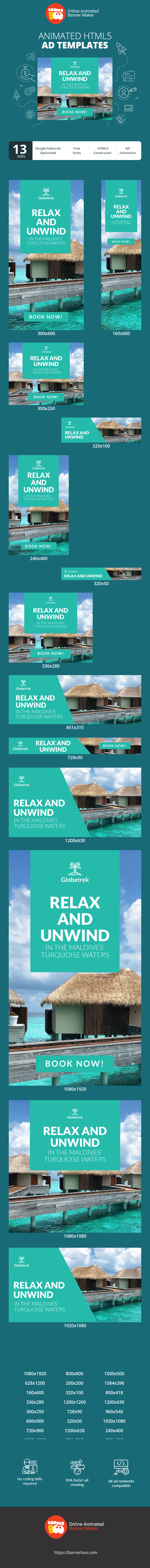Шаблон рекламного банера — Relax And Unwind — In The Maldives' Turquoise Waters