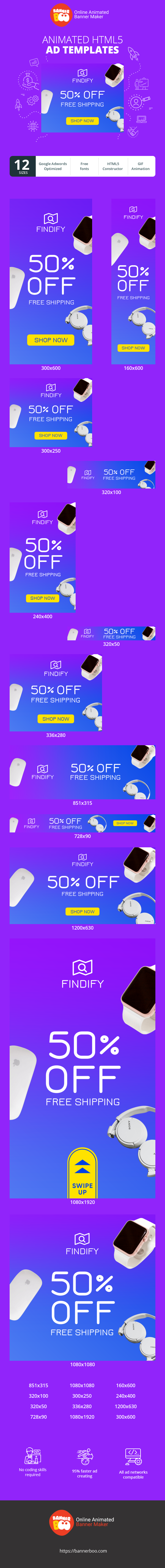 Шаблон рекламного банера — Кіберпонеділок — знижка 50% та безкоштовна доставка