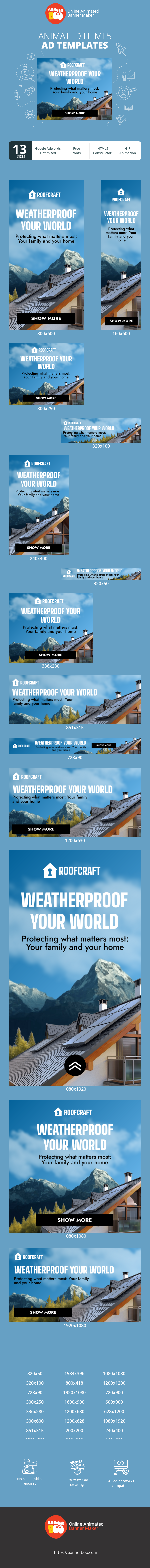 Banner ad template — Weatherproof Your World — Protecting What Matters Most; Your Family And Your Home