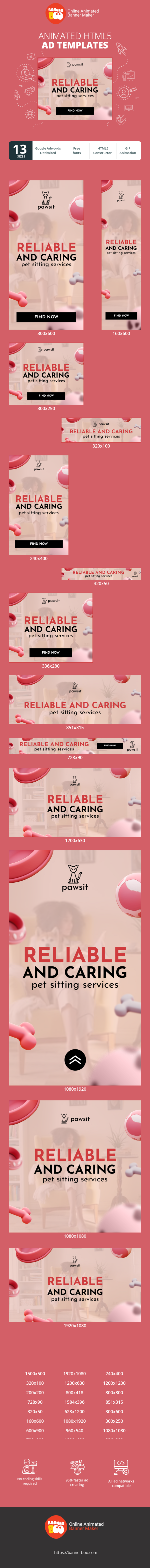 Banner ad template — Reliable And Caring — Pet Sitting Services