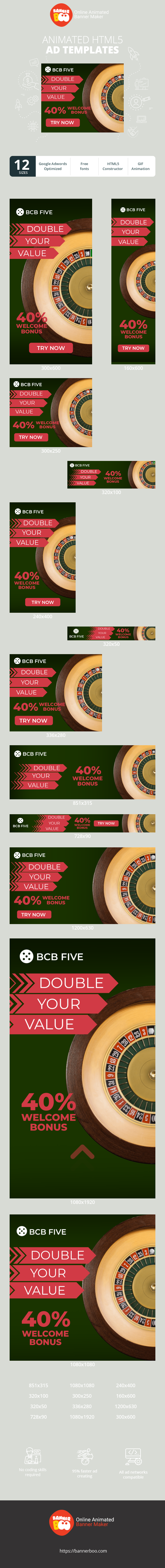 Banner ad template — Double Your Value — 40% Welcome Bonus