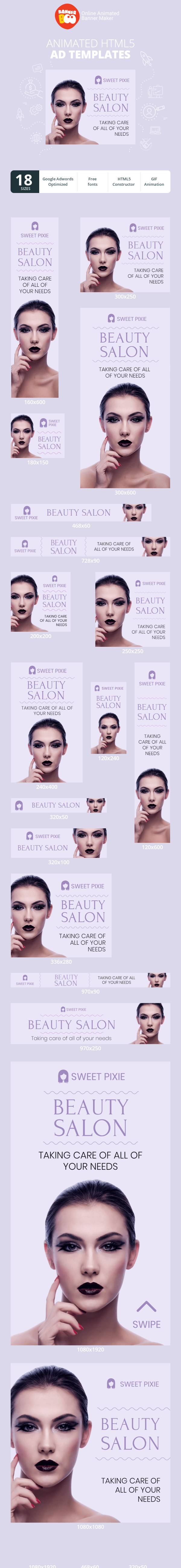 Шаблон рекламного банера — Beauty Salon  —  Taking Care Of All Of Your Needs