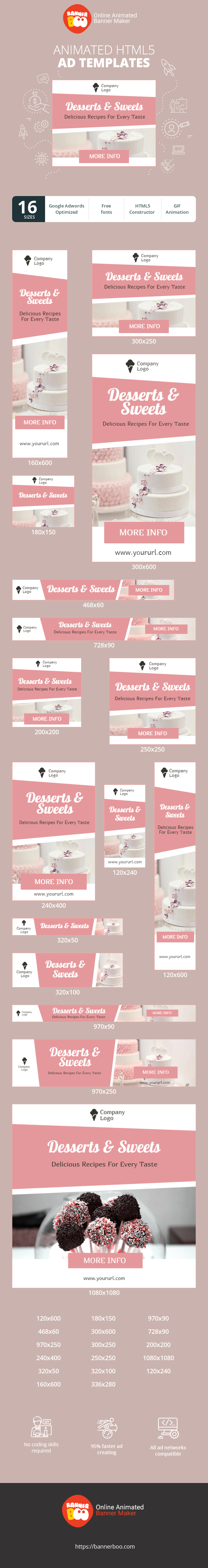 Шаблон рекламного банера — Desserts & Sweets — Delicious Recipes For Every Taste