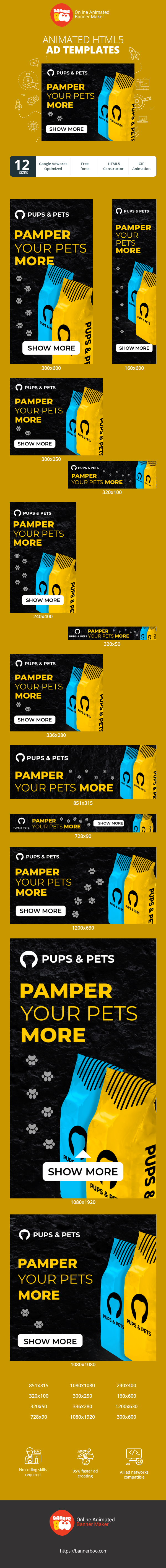 Шаблон рекламного банера — Pamper Your Pets More — Animal Feed