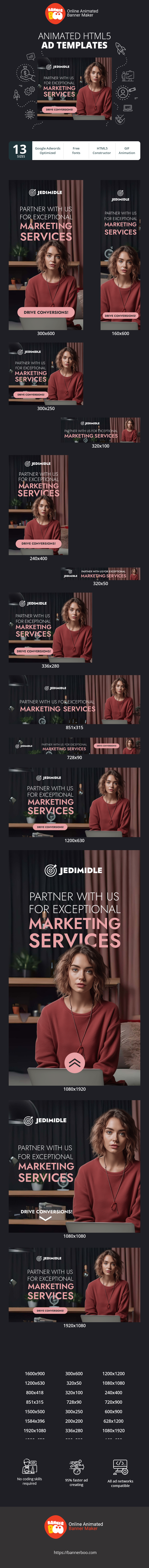 Banner ad template — Partner With Us For Exceptional Marketing Services — Agencies