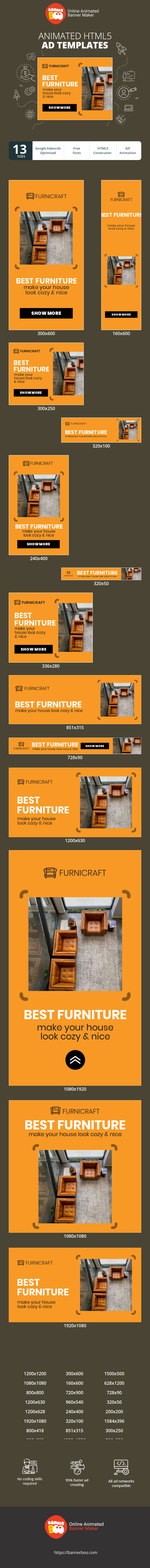 Шаблон рекламного банера — Best Furniture — Make Your House Look Cozy & Nice