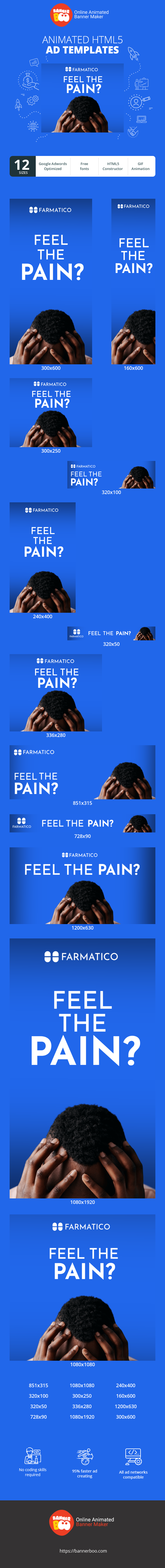 Szablon reklamy banerowej — Feel The Pain ? — Live A Pain-Free Life
