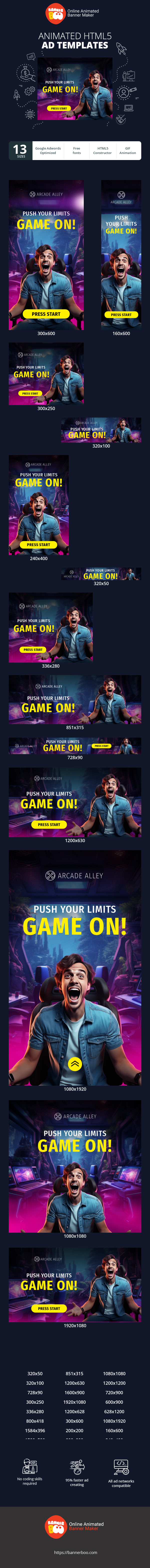 Banner ad template — Push Your Limits, Game On! — Gaming