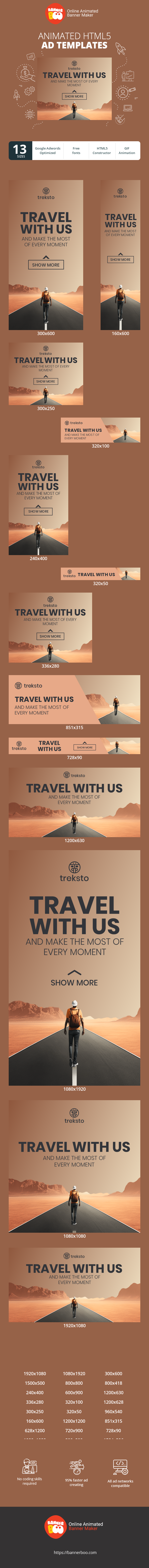 Banner ad template — Travel With Us — And Make The Most Of Every Moment