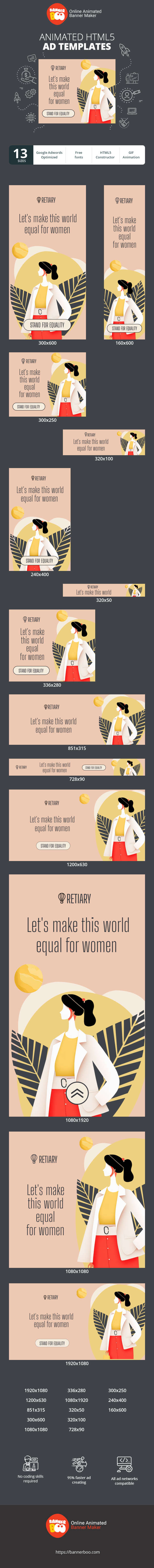 Banner ad template — Let's Make This World Equal For Women — Women's Day