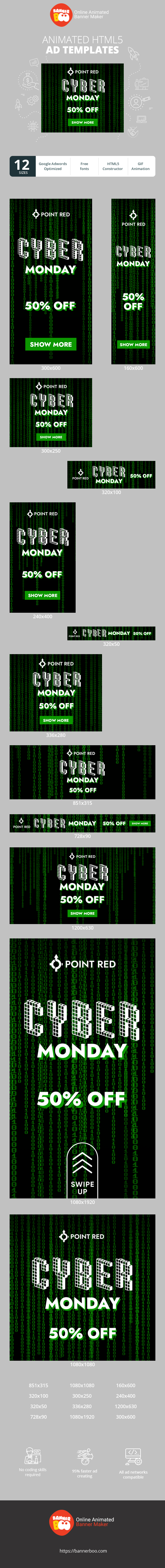 Banner ad template — Cyber Monday — 50% Off Numbers