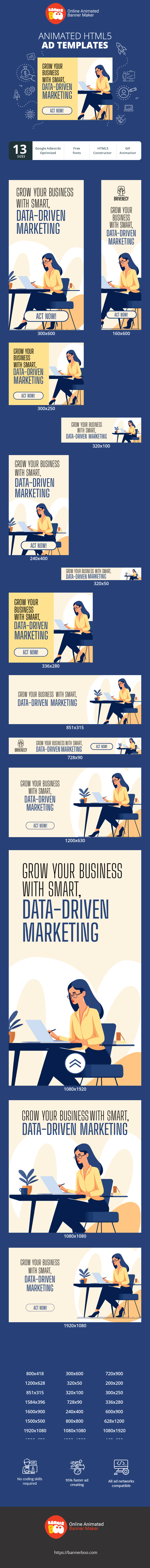 Шаблон рекламного банера — Grow Your Business With Smart, Data-Driven Marketing — Agencies