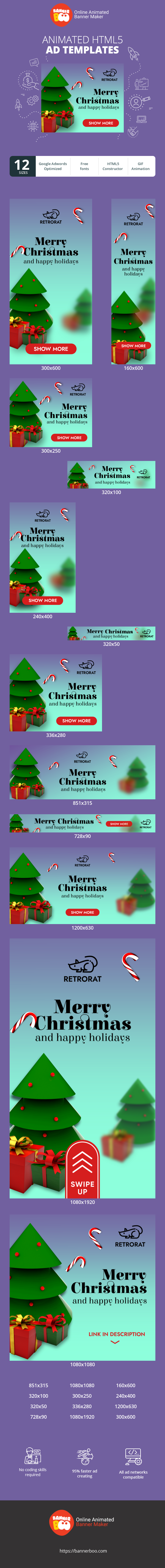 Banner ad template — Merry Christmas — And Happy Holidays