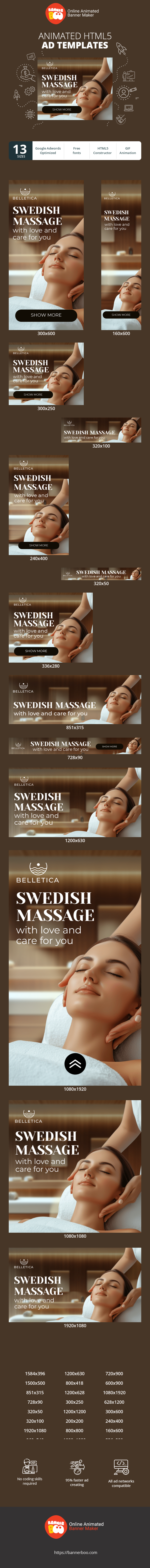 Banner ad template — Swedish Massage — With Love And Care For You