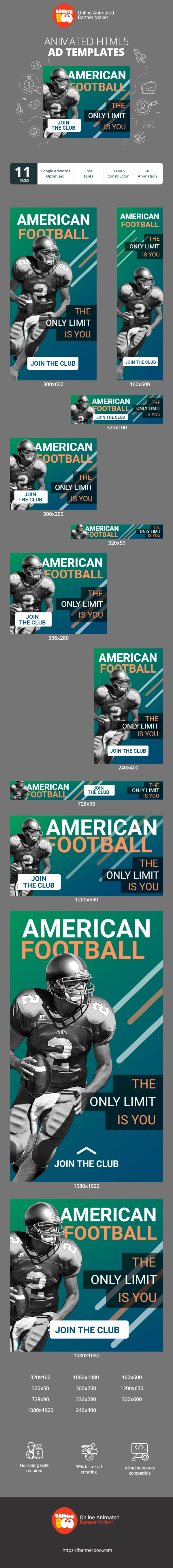 Banner ad template — American Football — The Only Limit Is You