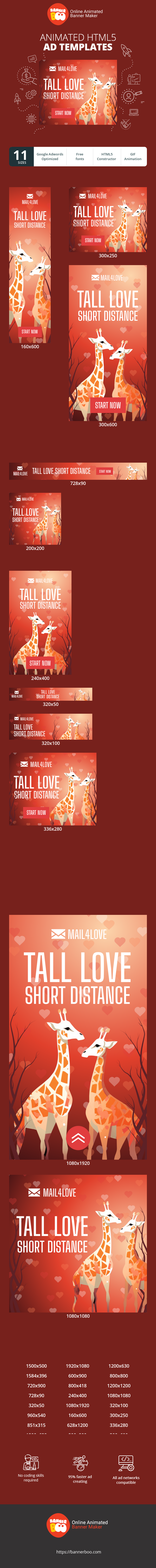 Szablon reklamy banerowej — Tall Love Short Distance — Valentine's Day