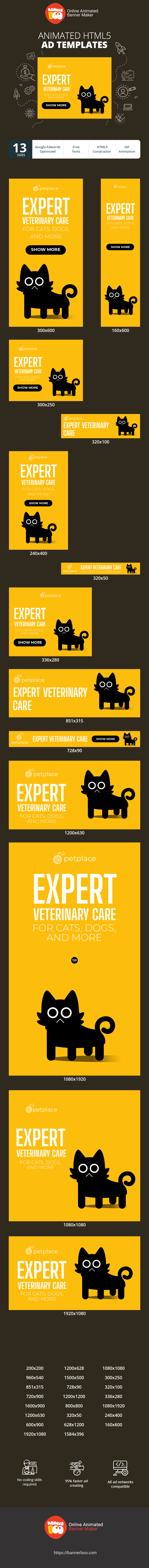 Шаблон рекламного банера — Expert Veterinary Care — For Cats, Dogs And More