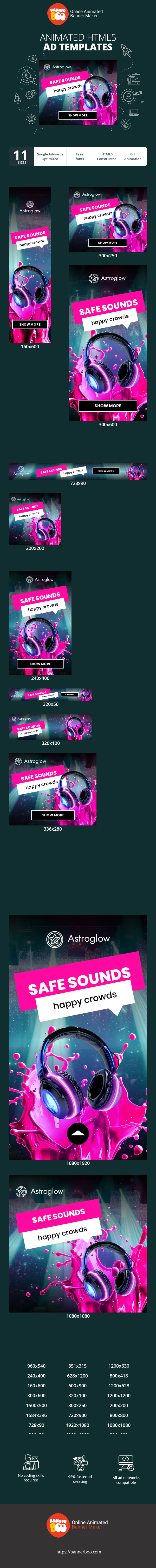 Banner ad template — Safe Sounds — Happy Crowds