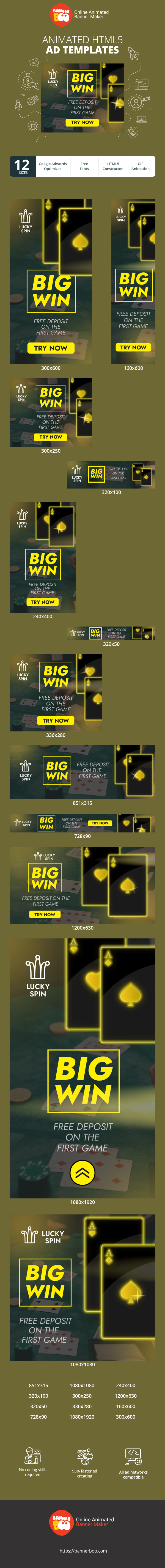 Banner ad template — BIg Win — Free Deposit On The First Game
