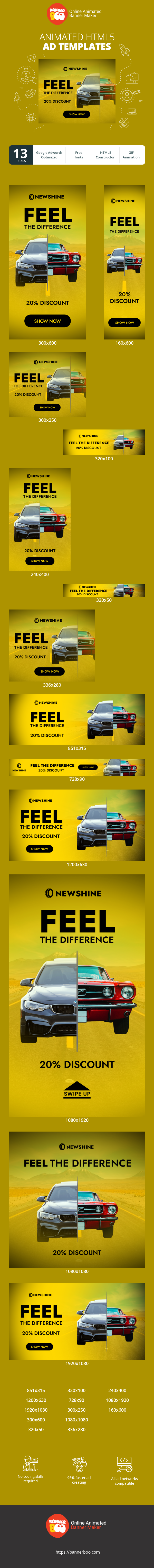 Banner ad template — Feel The Difference — 20% Discount