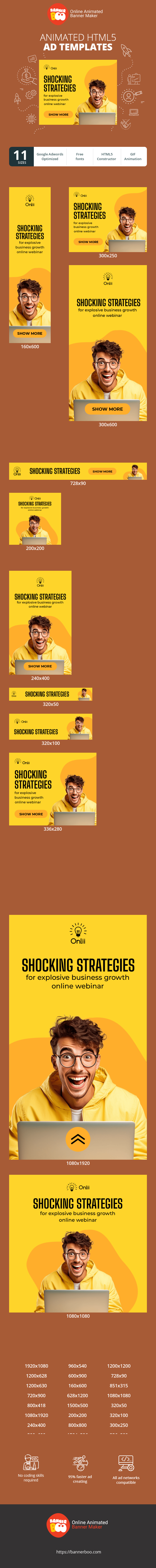 Шаблон рекламного банера — Shocking Strategies — For Explosive Business Growth Online Webinar