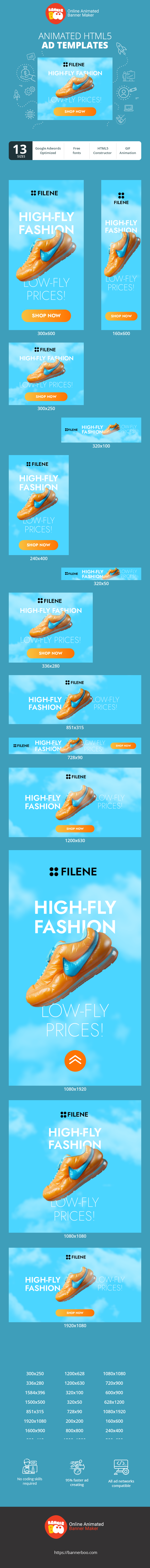 Banner ad template — High-Fly Fashion Low-Fly Prices! — Fashion Sale