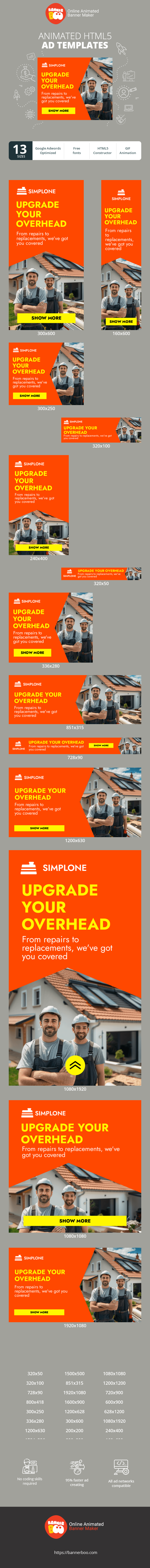 Шаблон рекламного банера — Покращіть свій дах — від ремонту до заміни, ми вас підтримаємо