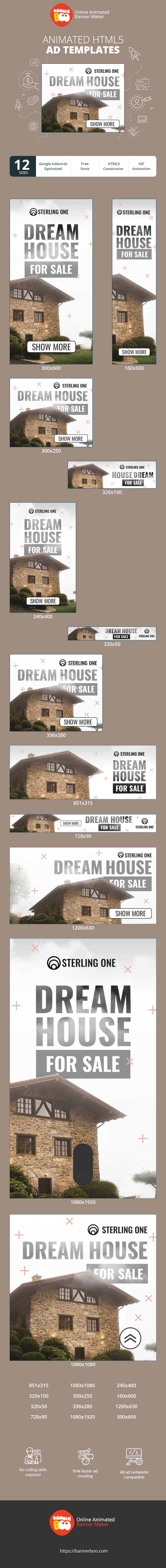 Banner ad template — Dream House — For Sale