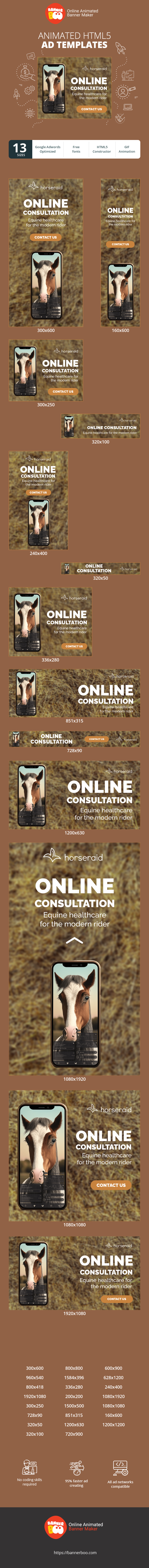 Шаблон рекламного банера — Online Consultation — Equine Healthcare For The Modern Rider