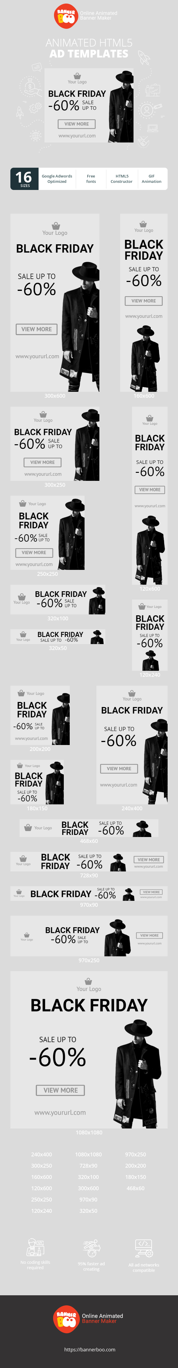 Banner ad template — Black Friday — Sale Up to -60%
