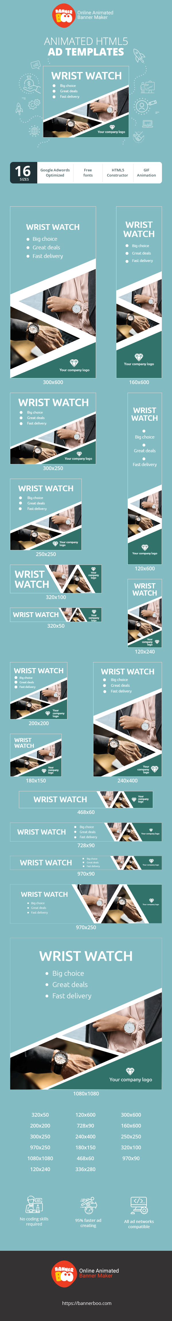 Banner ad template — Wrist Watch — Free Shipping and Fast Delivery
