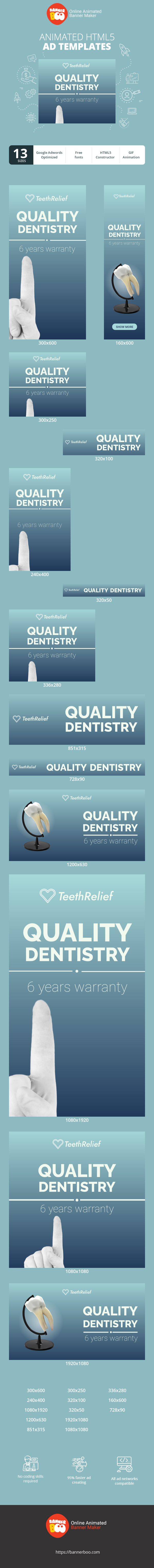 Шаблон рекламного банера — Quality Dentistry — 6 Years Warranty
