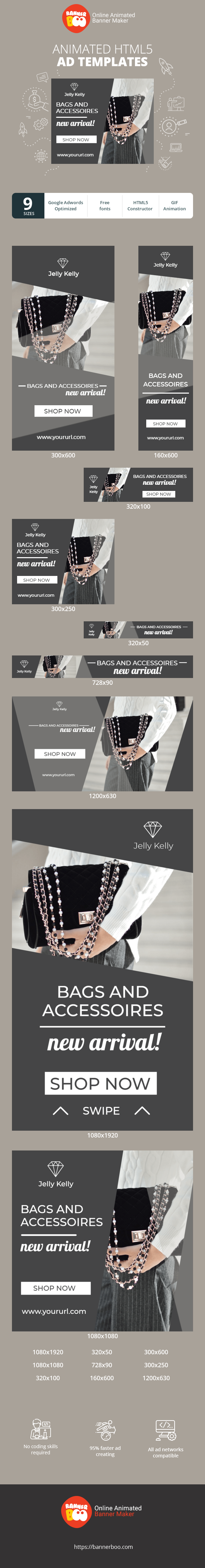Banner ad template — Bags & Accessories — Shop New Arrivals Now!
