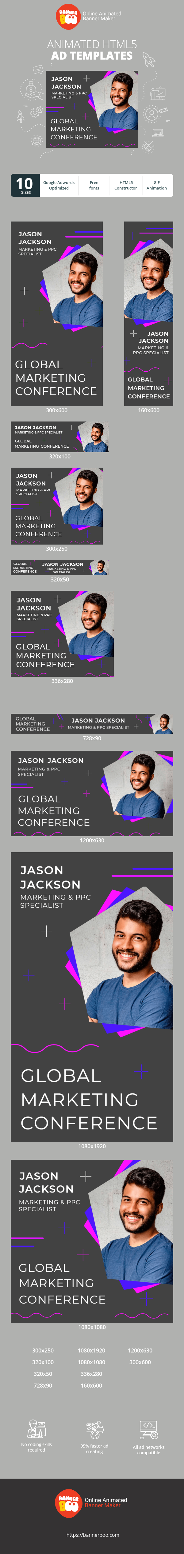 Szablon reklamy banerowej — Global Marketing Conference — Marketing & PPC Specialist