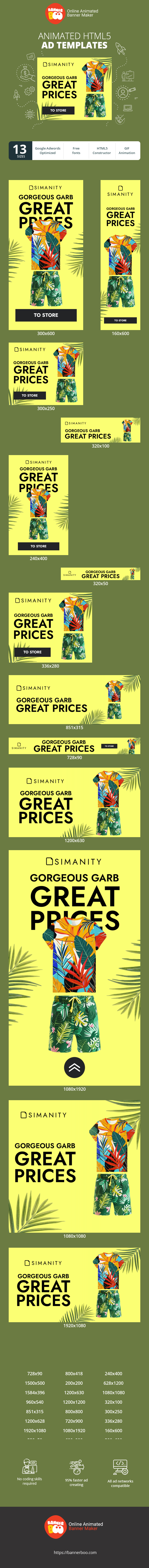 Banner ad template — Gorgeous Garb Great Prices — Fashion Sale