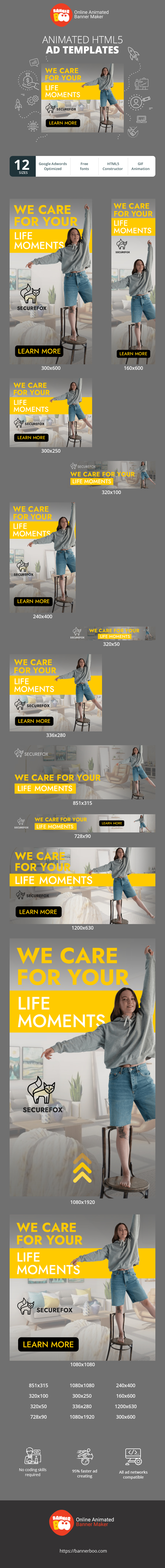 Banner ad template — We Care For Your Life Moments — Insurance
