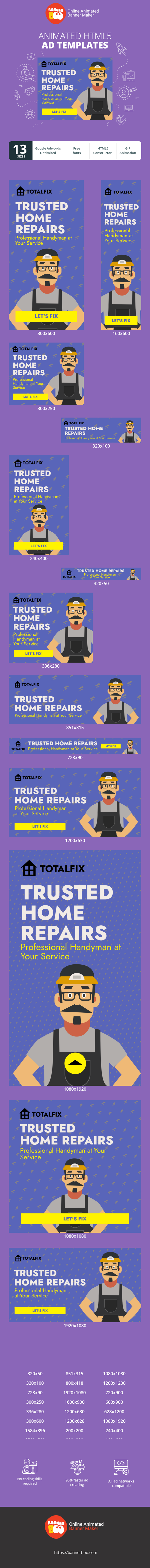 Szablon reklamy banerowej — Vertrauenswürdiger Heimwerker — Professioneller Handwerker zu Ihren Diensten