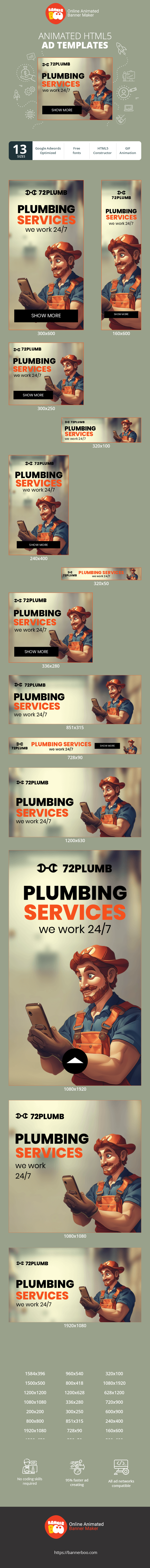Szablon reklamy banerowej — Plumbing Services — We Work 24/7