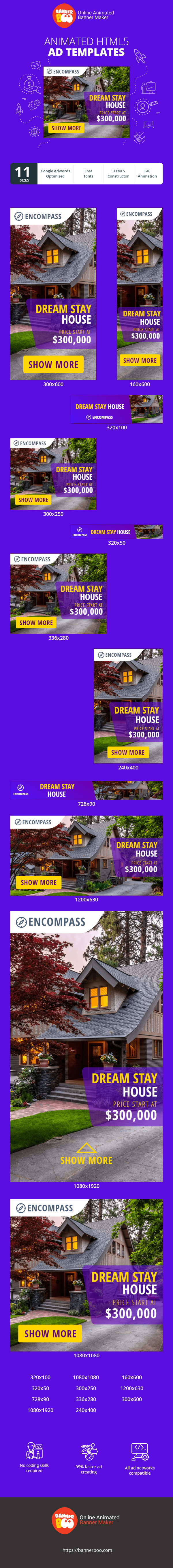 Banner ad template — Dream Stay  House — Price start At $300000