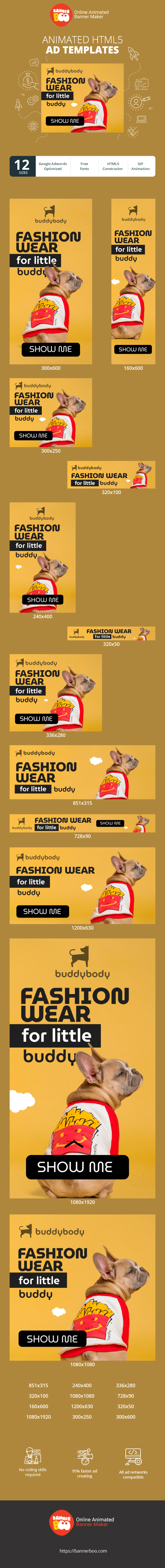 Szablon reklamy banerowej — Modekleidung für den kleinen Freund — Haustierladen