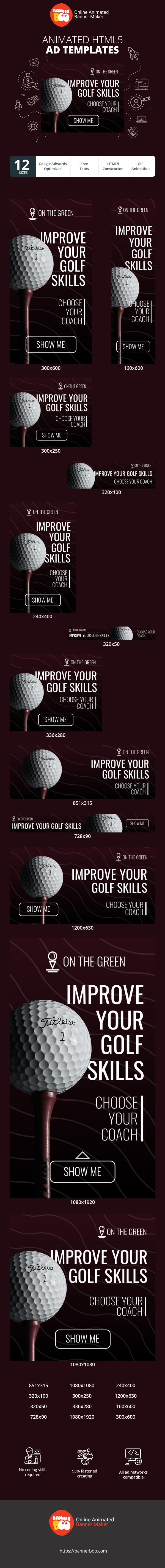 Banner ad template — Improove Your Golf Skills — Choose Your Coach