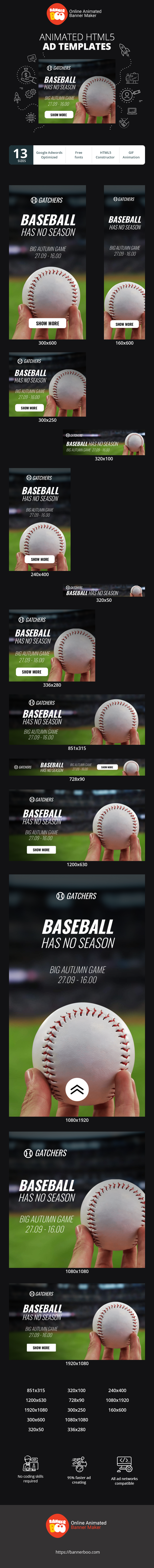 Szablon reklamy banerowej — Baseball Has No Seasons — Big Autumn Game 27.09 - 16.00