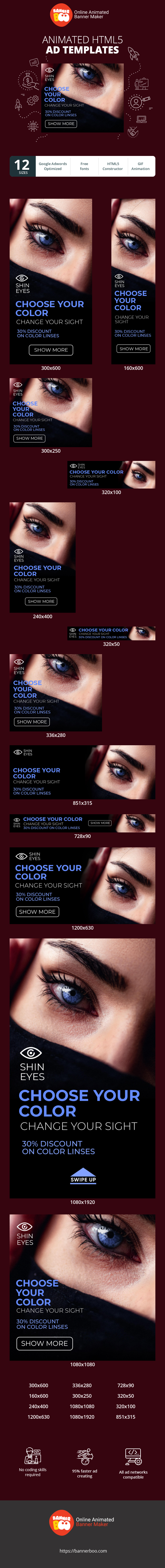 Szablon reklamy banerowej — Choose Your Color — Change Your Sight — 30% Discount On Color Lenses