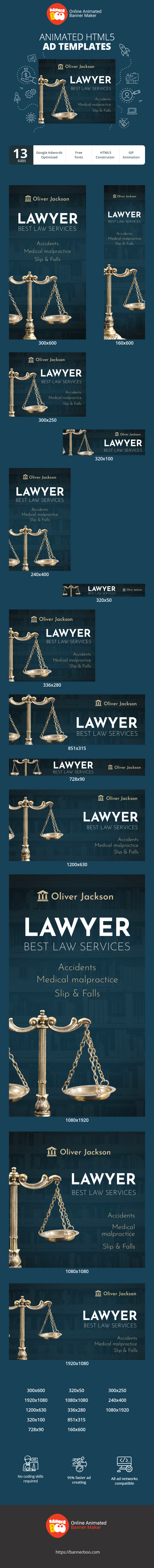 Banner ad template — Lawyer Best Law Services — Accidents, Medical Malpractice, Slip & Falls