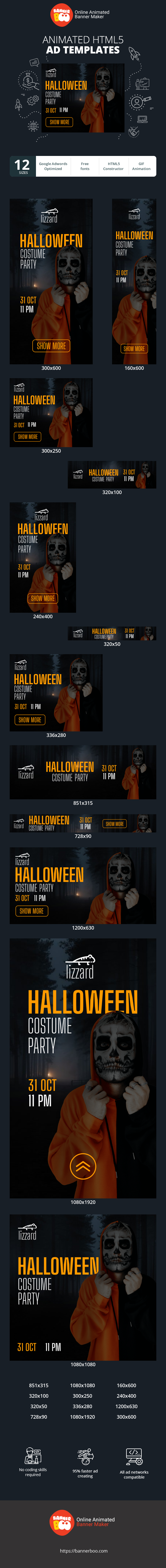 Szablon reklamy banerowej — Halloween Costume Party — 31 Oct 11 Pm