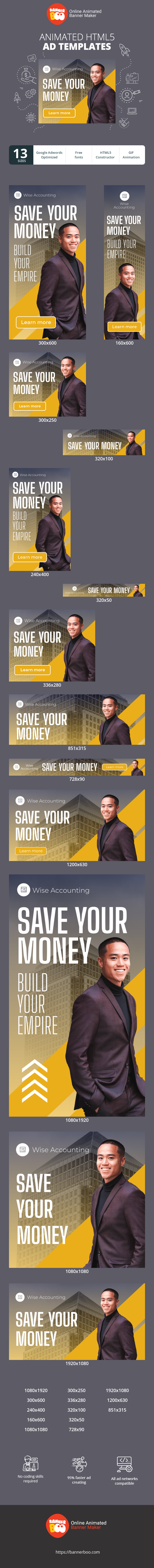 Banner ad template — Save Your Money — Build Your Empire