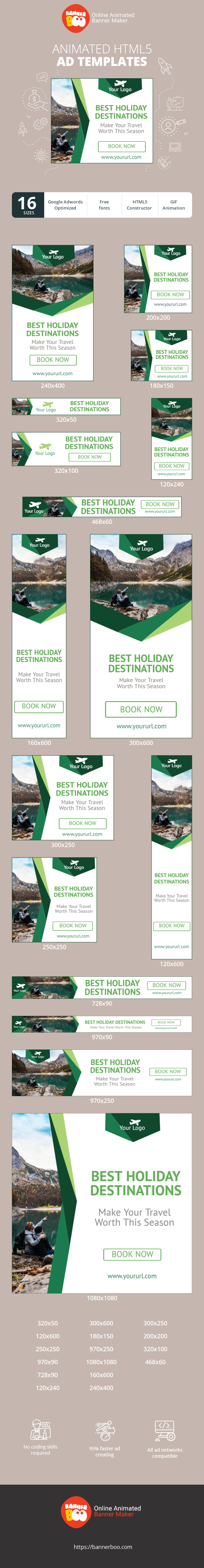 Banner ad template — Best Holiday Destinations — Make Your Travel Worth This Season!