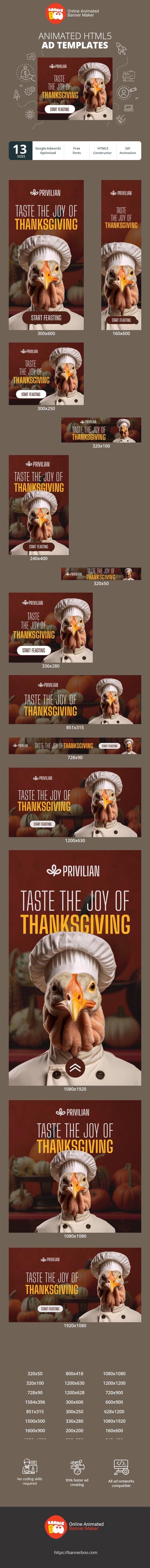 Banner ad template — Taste The Joy Of Thanksgiving — Thanksgiving Day